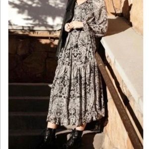 New with tags, O.P.T. Boho Flowy Print Prairie Tiered 
Midi Dress